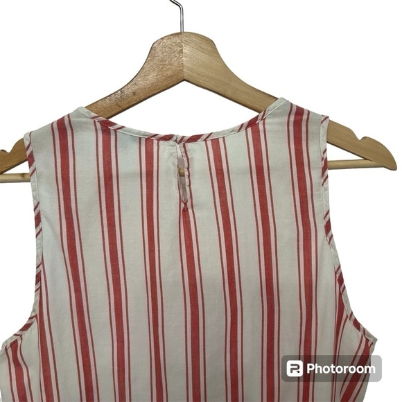 Madewell Side-Tie Tank in Marcia Stripe J1128 Cotton Red Stripe Size Small - Picture 7 of 10